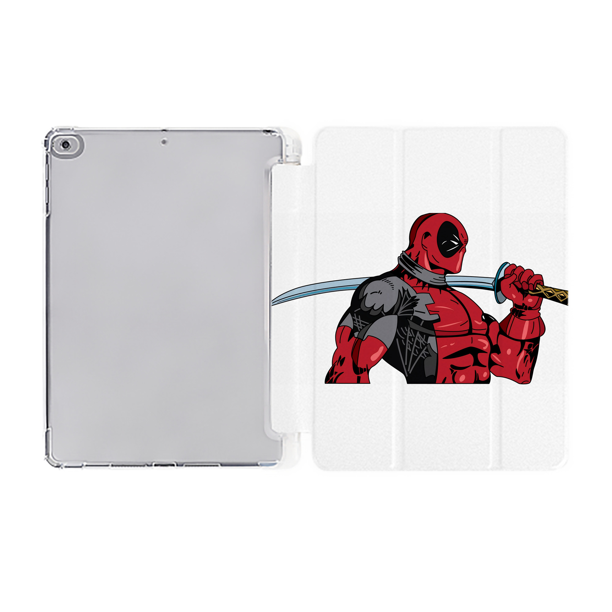 （画像用） Deadpool デッドプール IPad ケース ペン収納付き 三つ折りスタンド PUレザー×シリコン 対応機種9.5/10.5/10.9インチ